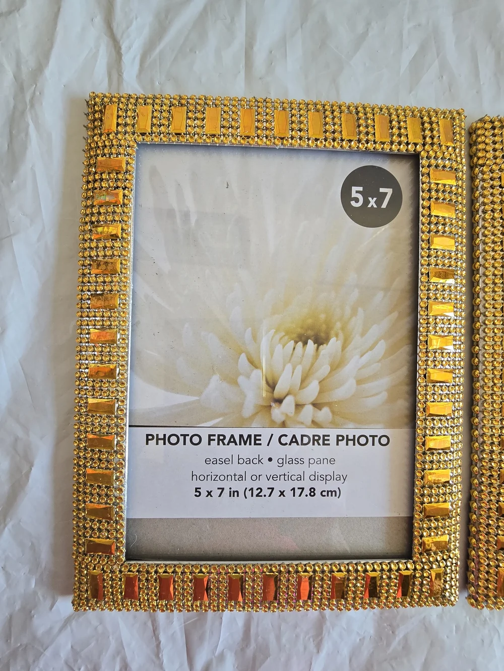Gold Beaded 5x7 Photo Frame - Elegant Home Accent New Handmade 2 Piece